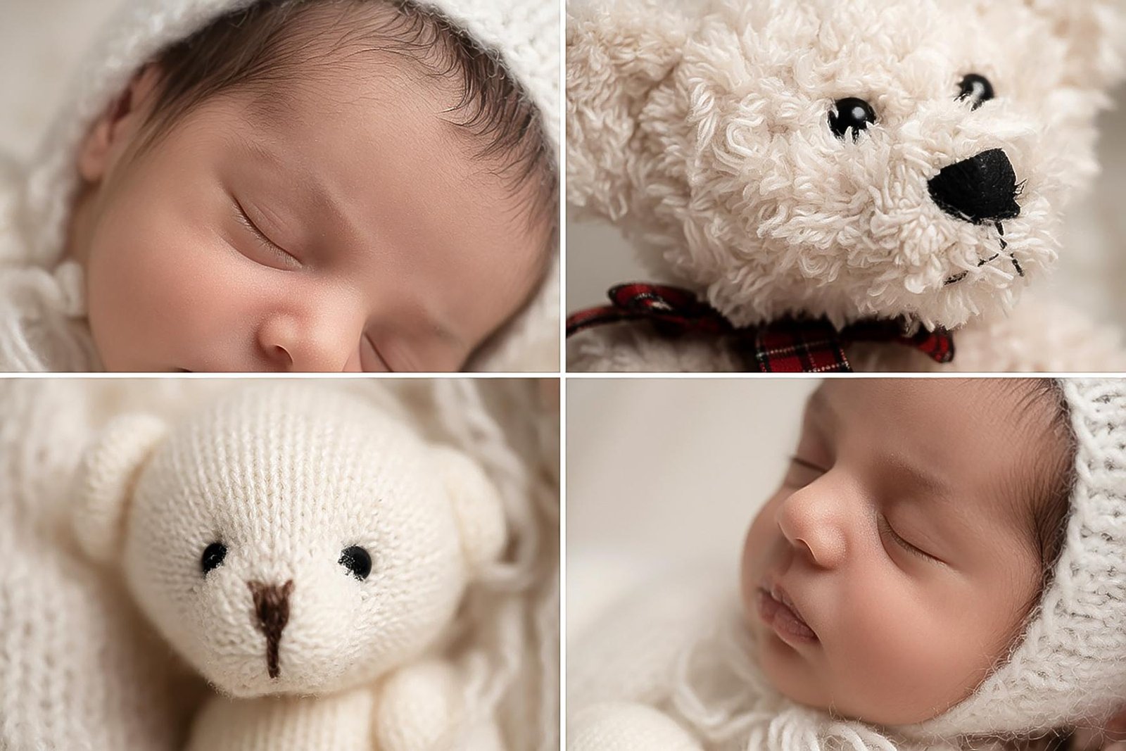 Newborn photography collage showing multiple baby poses and setups – London newborn photographer
